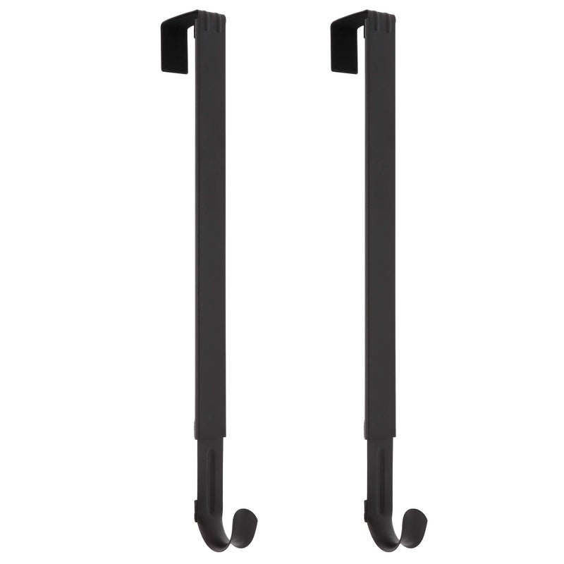 Haute Decor 2-Pack Adapt Adjustable Length Over The Door Wreath Hanger Hook - 2PACK - Strong, Holds up to 20 lbs. (Matte Black) - Image 1